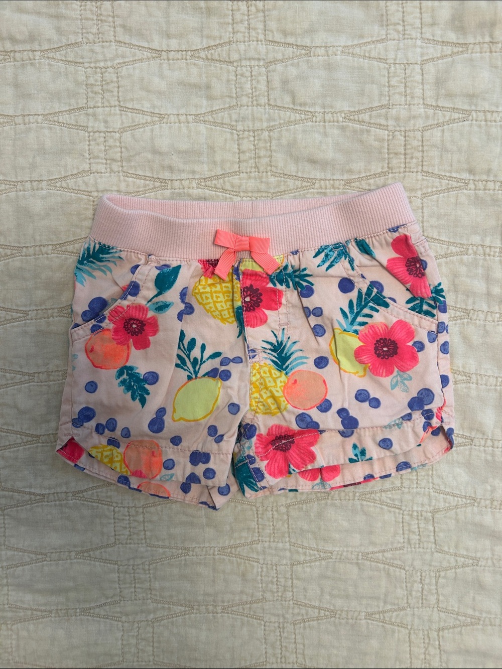 Cherokee Girls' Pink Floral & Fruit Pull-On Shorts